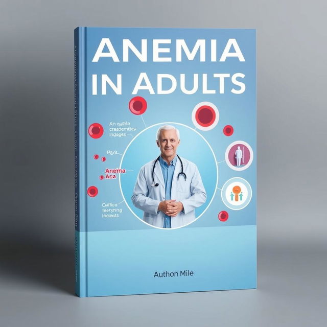 An informative book cover for a medical textbook on anemia in adults