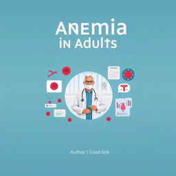 An informative book cover for a medical textbook on anemia in adults