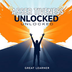 A striking and motivational book cover design for 'Assertiveness Unlocked' by Great Learner