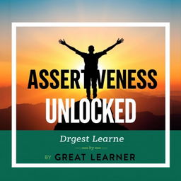 An engaging and motivational book cover design for 'Assertiveness Unlocked' by Great Learner
