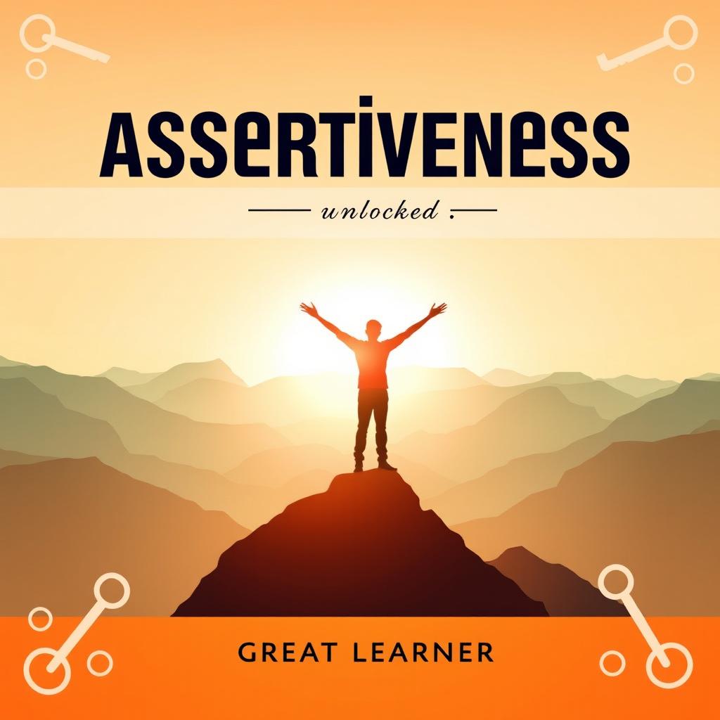 An engaging and motivational book cover design for 'Assertiveness Unlocked' by Great Learner