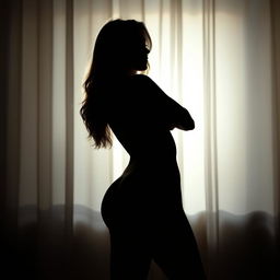 A sensual silhouette of a sexy woman, gracefully posed to accentuate her curves