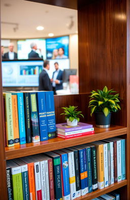 A well-organized bookshelf filled with a variety of books related to project management and financial management