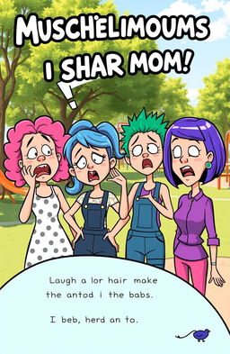 A whimsical take on mischievous cartoon moms having a funny and exaggerated reaction after unexpectedly sharting
