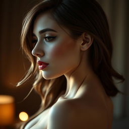 A profile view of an erotic woman showcasing her sensual face