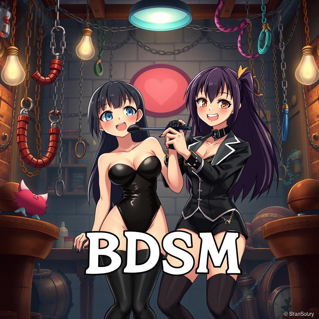 A comedic anime-style movie poster titled 'BDSM'