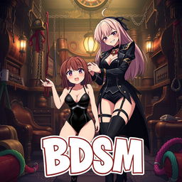 A comedic anime-style movie poster titled 'BDSM'