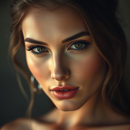 A striking portrait of an erotic woman showcasing only her sensual face