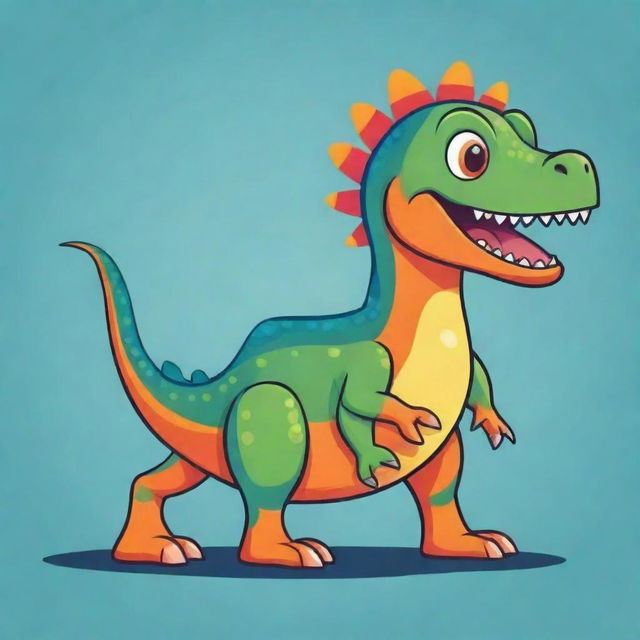 Clip-art style dinosaur, in vibrant colors, with a playful and cartoonish design.