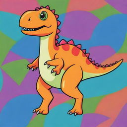 Clip-art style dinosaur, in vibrant colors, with a playful and cartoonish design.