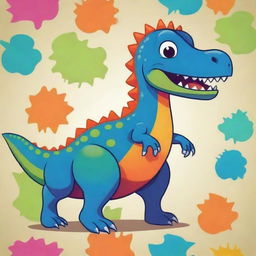 Clip-art style dinosaur, in vibrant colors, with a playful and cartoonish design.