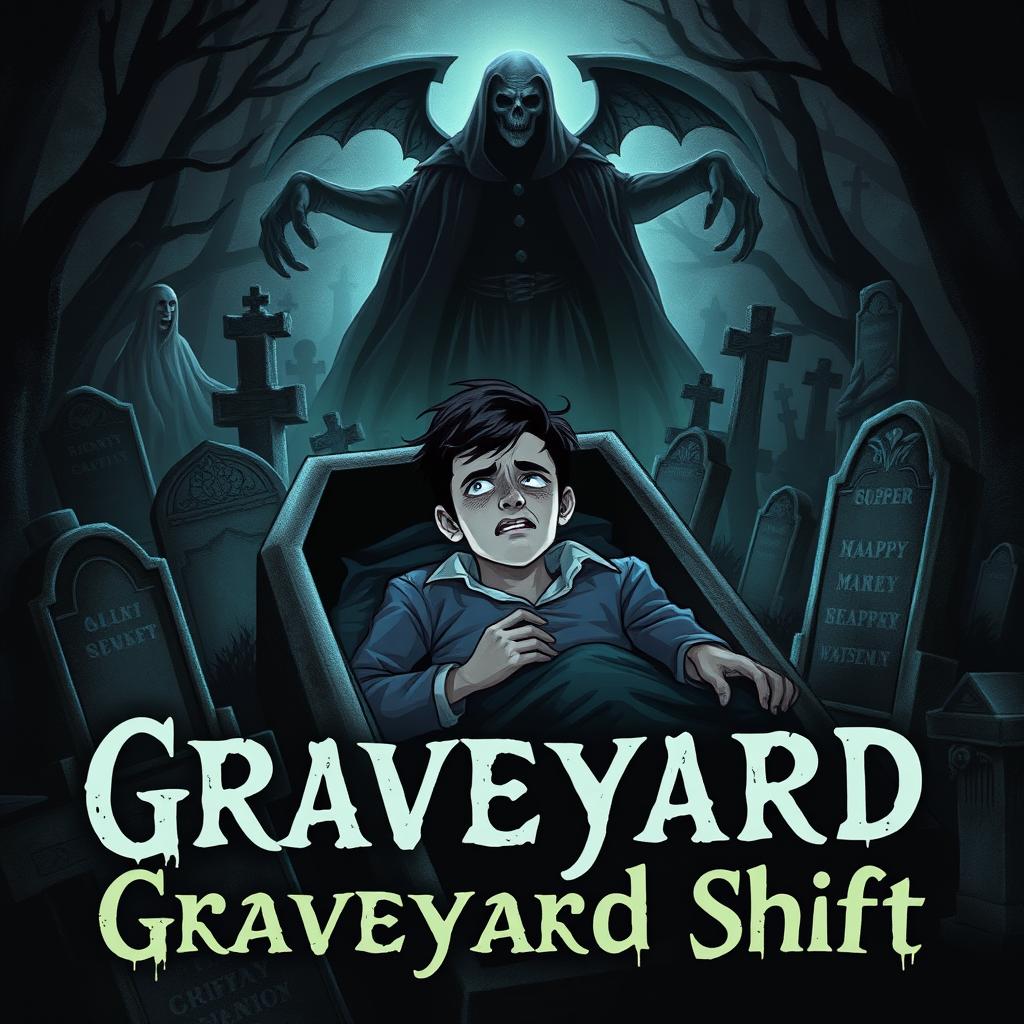 A dark and atmospheric book cover for 'Graveyard Shift'