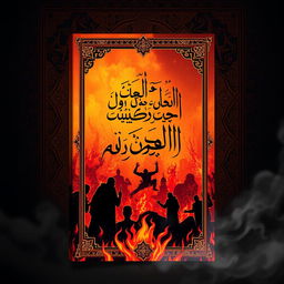 A book cover designed in an Islamic artistic style, depicting the theme of hell