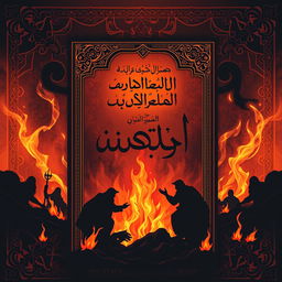 A book cover designed in an Islamic artistic style, depicting the theme of hell
