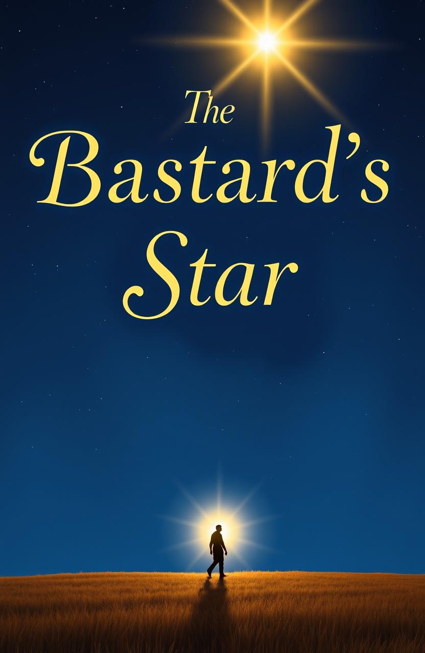 A deep blue background adorned with a golden star shining brightly in the top corner