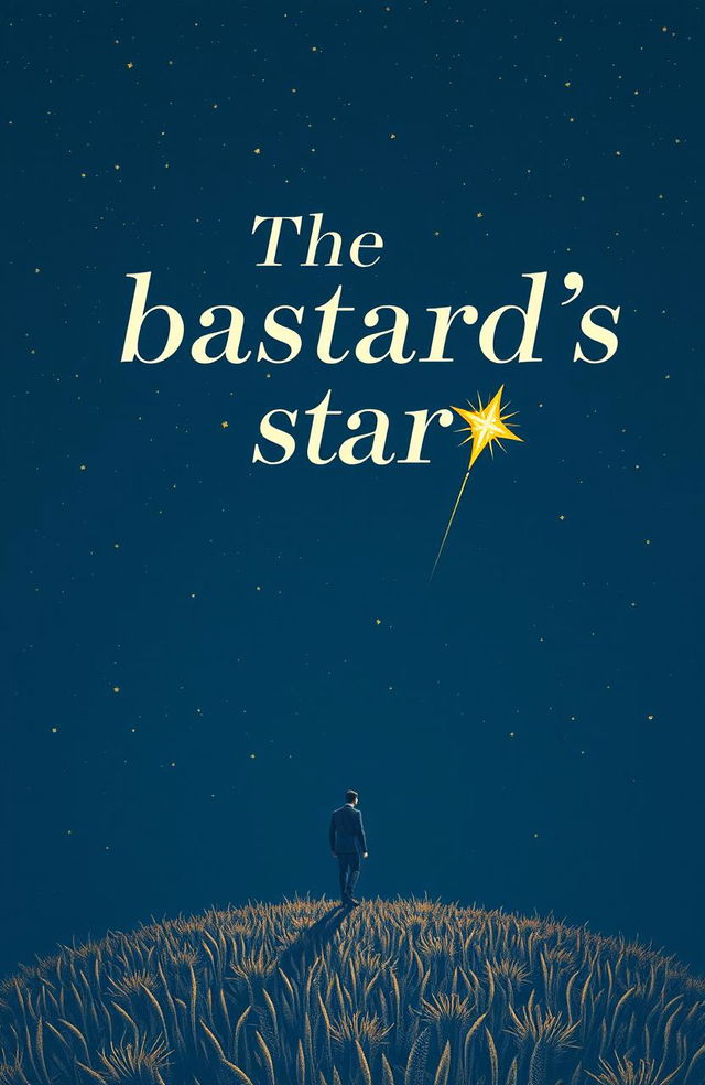 A deep blue background filled with shattered stars scattering across the sky, featuring a bright golden star shining in the right corner with a long ray extending downwards