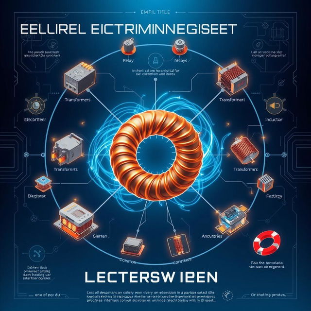 A highly detailed poster featuring various electromagnetic devices in a modern, scientific style