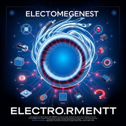 A highly detailed poster featuring various electromagnetic devices in a modern, scientific style