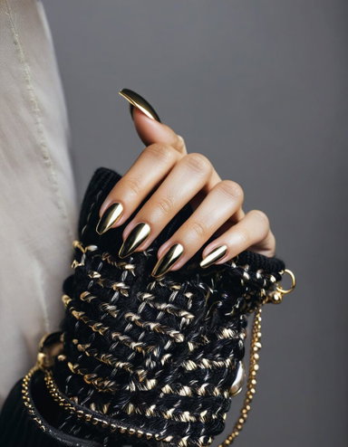 Elegant Hands | Black & Gold Nails, Clutch, Style Inspiration