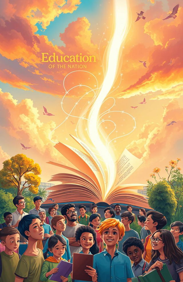 A vibrant and inspiring scene depicting the essence of education as the backbone of the nation