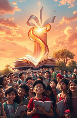 A vibrant and inspiring scene depicting the essence of education as the backbone of the nation