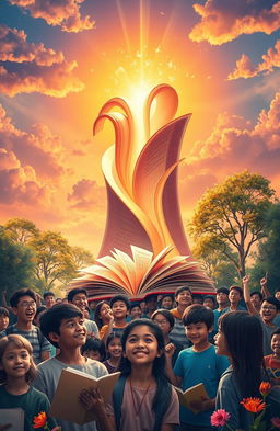 A vibrant and inspiring scene depicting the essence of education as the backbone of the nation
