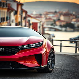 A modernized version of a classic Portuguese car, featuring sleek curves, a bold front grille, and state-of-the-art LED headlights