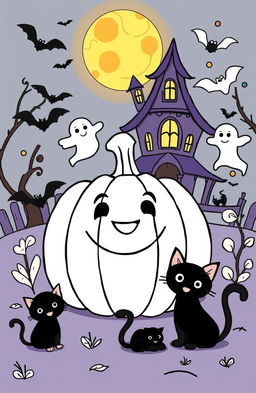 A fun and engaging Halloween coloring book illustration for young children aged 1-6 years