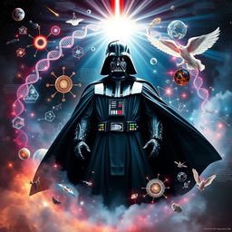 A visually stunning 11x17 poster featuring Darth Vader, standing heroically in the center