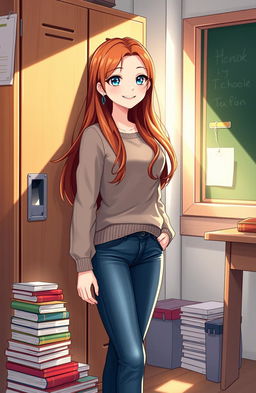 A nostalgic, romantic illustration depicting a beautiful high school scene