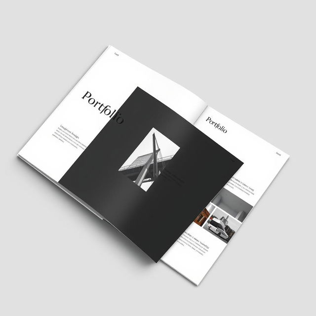 A sleek and professional portfolio layout designed to showcase a variety of work samples