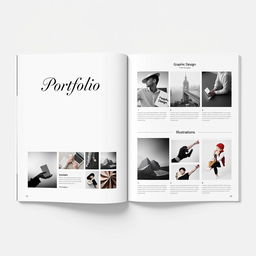 A sleek and professional portfolio layout designed to showcase a variety of work samples