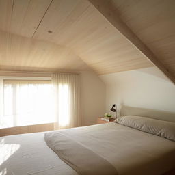 A clean, minimalist bedroom featuring a cozy bed, simple furniture, soft lighting, and uncluttered surfaces.