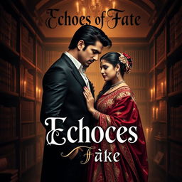 A romantic book cover for the mafia-themed novel 'Echoes of Fate,' showcasing a tall, handsome Italian mafia man with strong, chiseled features and dark hair, exuding a charismatic and mysterious allure