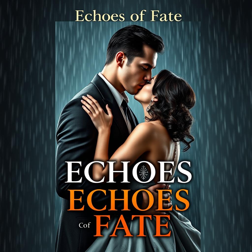 A striking book cover for the mafia-themed novel 'Echoes of Fate,' featuring a tall, handsome Italian mafia man with a strong, charismatic appearance and dark hair