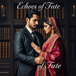 An elegant book cover for the mafia-themed novel 'Echoes of Fate,' featuring a tall, handsome Italian mafia man with no beard and striking blue eyes, exuding a charming and sophisticated aura