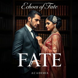 An elegant book cover for the mafia-themed novel 'Echoes of Fate,' featuring a tall, handsome Italian mafia man with no beard and striking blue eyes, exuding a charming and sophisticated aura