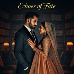An elegant book cover for the mafia-themed novel 'Echoes of Fate,' featuring a tall, handsome Italian mafia man with no beard and no stubble, showcasing his striking blue eyes