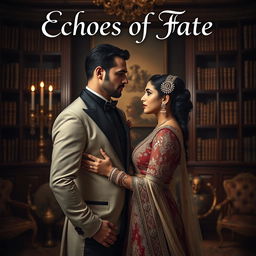 An elegant book cover for the mafia-themed novel 'Echoes of Fate,' featuring a tall, handsome Italian mafia man with no beard and no stubble, showcasing his striking blue eyes