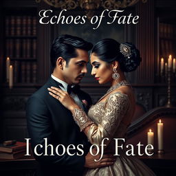 An elegant book cover for the mafia-themed novel 'Echoes of Fate,' showcasing a charming Italian mafia man with striking blue eyes, exuding sophistication and allure