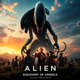 A movie poster for a film titled 'Alien: Discovery of America'