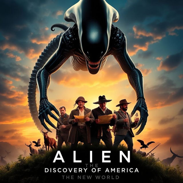 A movie poster for a film titled 'Alien: Discovery of America'