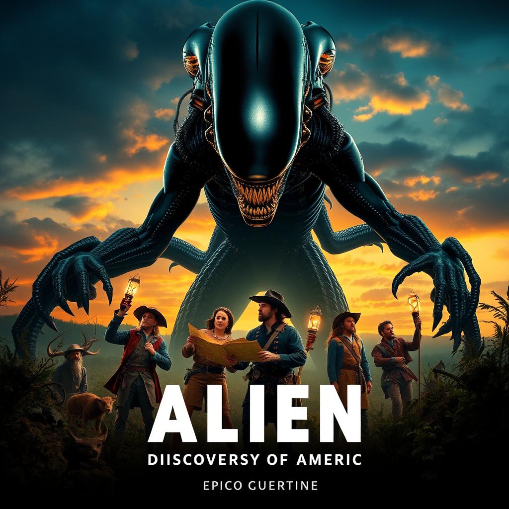 A movie poster for a film titled 'Alien: Discovery of America'