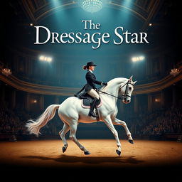 A dramatic and visually striking movie poster featuring an elegant dressage horse and its rider performing in a grand arena