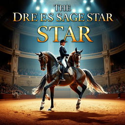 A dramatic and visually striking movie poster featuring an elegant dressage horse and its rider performing in a grand arena