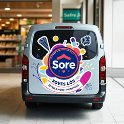 A beautifully designed vinyl sticker for a retail store's transport panel