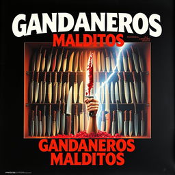 Retro movie poster for a 1970s Spanish horror film titled 'Gandaneros Malditos'