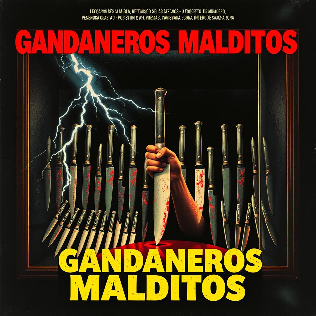 Retro movie poster for a 1970s Spanish horror film titled 'Gandaneros Malditos'