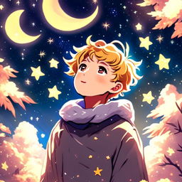 Anime profile picture inspired by Van Gogh's 'Starry Night', featuring an anime character under a swirling starry sky.