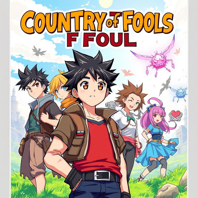 An anime-style book cover design titled 'Country of Fools'